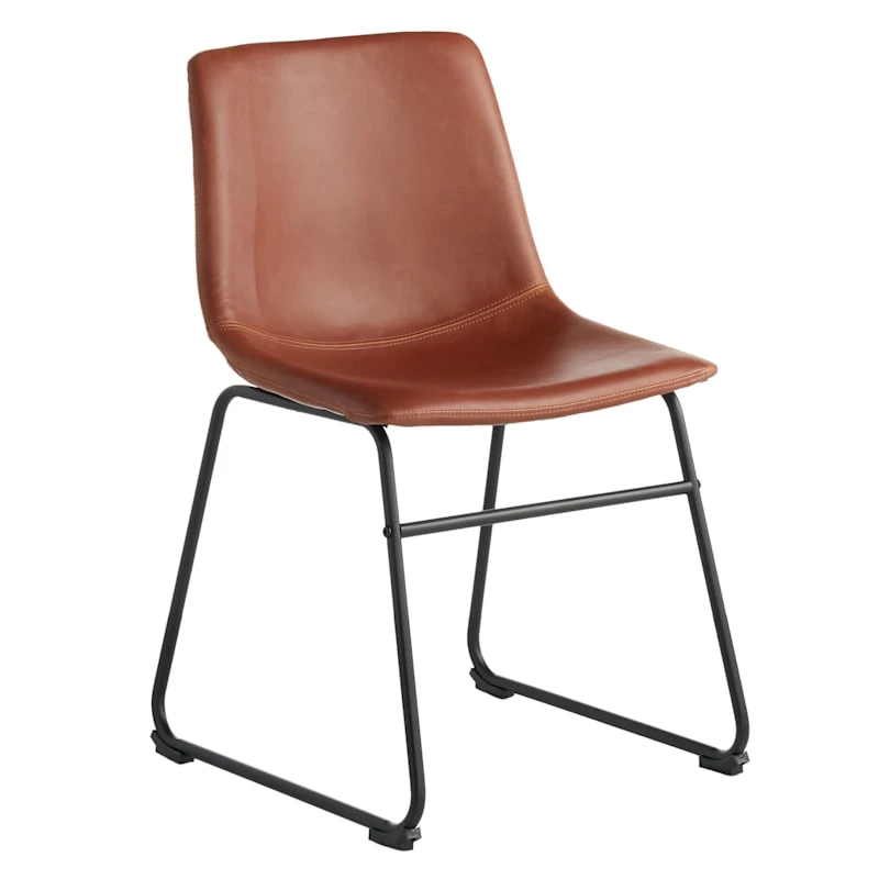 Drake Modern Industrial Faux Leather Dining Chair, Cognac 3 Drake Modern Industrial Faux Leather Dining Chair, Cognac