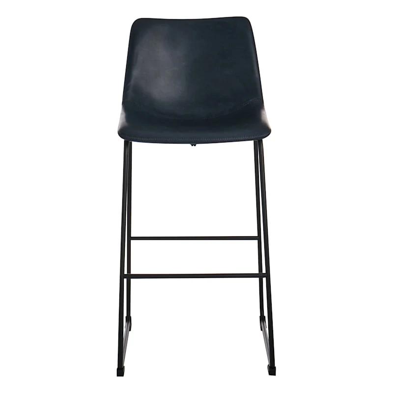 Drake Navy Blue Faux Leather Barstool 4 Drake Navy Blue Faux Leather Barstool - Image 2