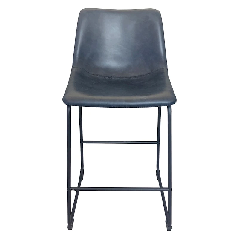 Drake Navy Blue Faux Leather Counter Stool 4 Drake Navy Blue Faux Leather Counter Stool - Image 2