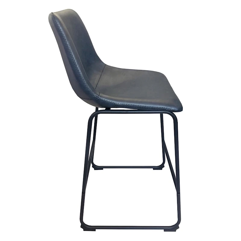 Drake Navy Blue Faux Leather Counter Stool 5 Drake Navy Blue Faux Leather Counter Stool - Image 3