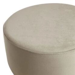 Emmy Grey Velvet Round Wood Leg Ottoman 9 Emmy Grey Velvet Round Wood Leg Ottoman -Furniture Series Store emmy grey velvet round wood leg ottoman 2