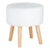 Emmy Ottoman Faux Fur With Wooden Leg, White -Furniture Series Store emmy ottoman faux fur with wooden leg white