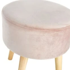 Emmy Rose Velvet Round Wooden Leg Ottoman -Furniture Series Store emmy rose velvet round wooden leg ottoman 2