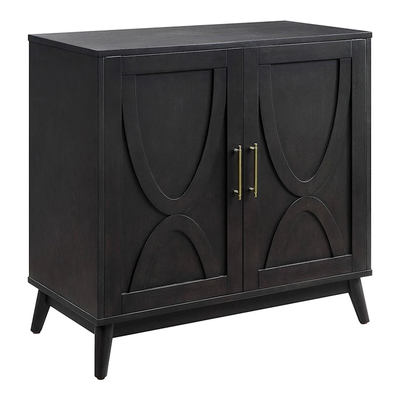 Ezra 2-Door Dark Brown Cabinet With Gold Handle 3 Ezra 2-Door Dark Brown Cabinet With Gold Handle
