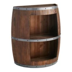 Faux Wine Barrel 2 Tier Display Shelf
