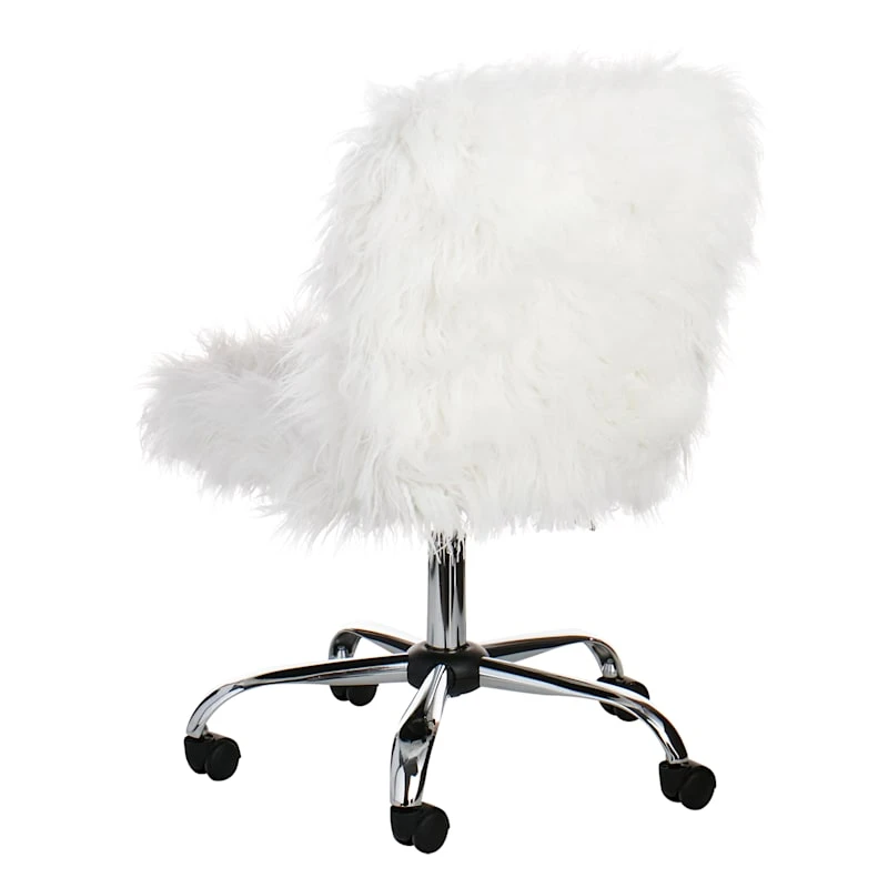 Fiona Adjustable Office Chair, White Faux Fur 4 Fiona Adjustable Office Chair, White Faux Fur - Image 2