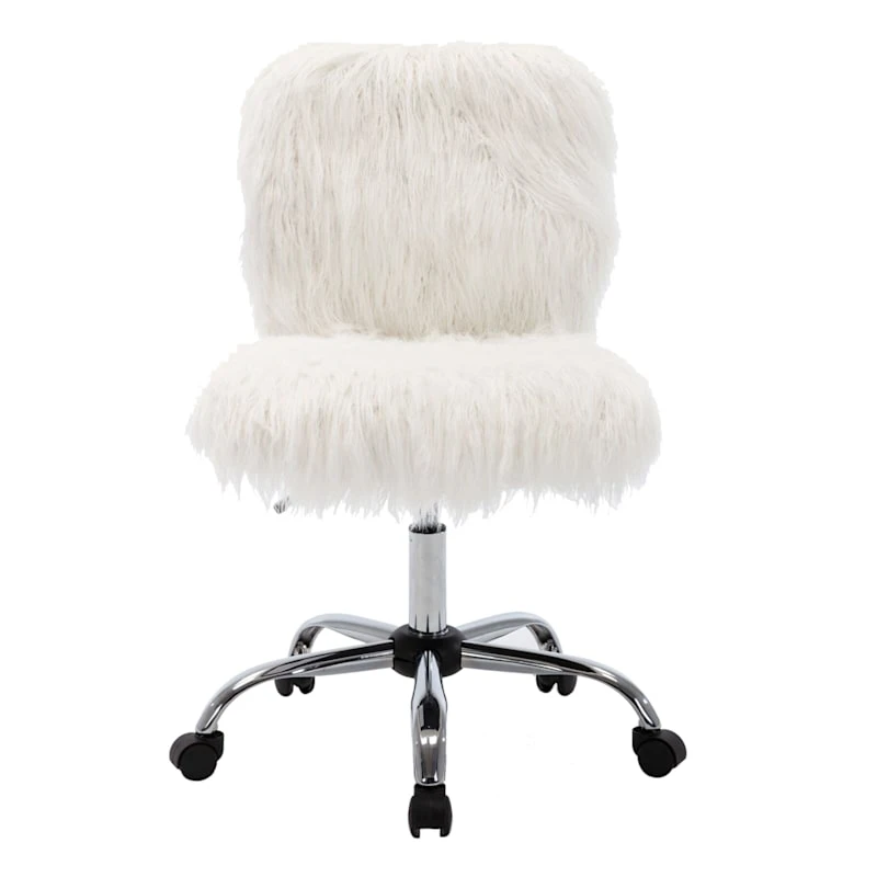 Fiona Adjustable Office Chair, White Faux Fur 6 Fiona Adjustable Office Chair, White Faux Fur - Image 4