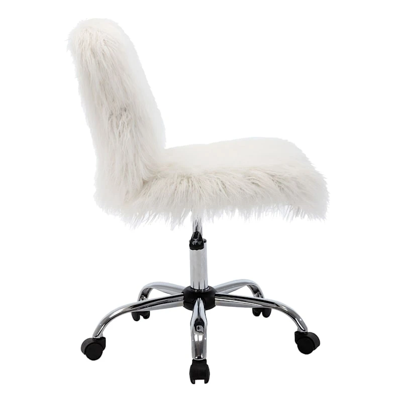 Fiona Adjustable Office Chair, White Faux Fur 7 Fiona Adjustable Office Chair, White Faux Fur - Image 5