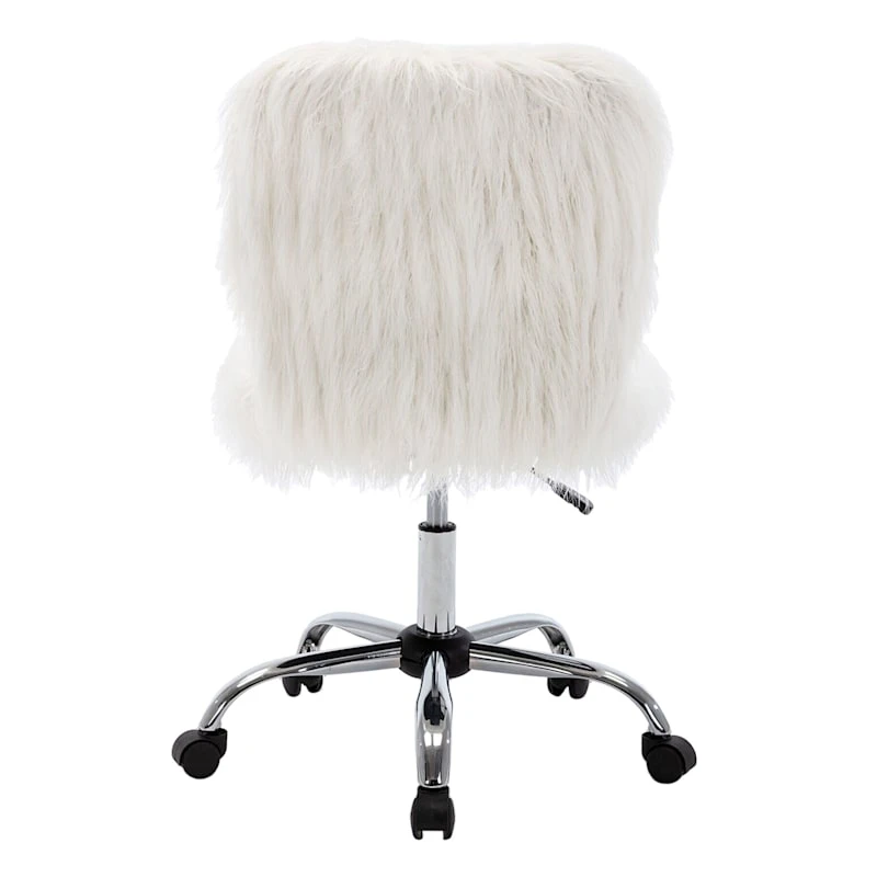 Fiona Adjustable Office Chair, White Faux Fur 8 Fiona Adjustable Office Chair, White Faux Fur - Image 6
