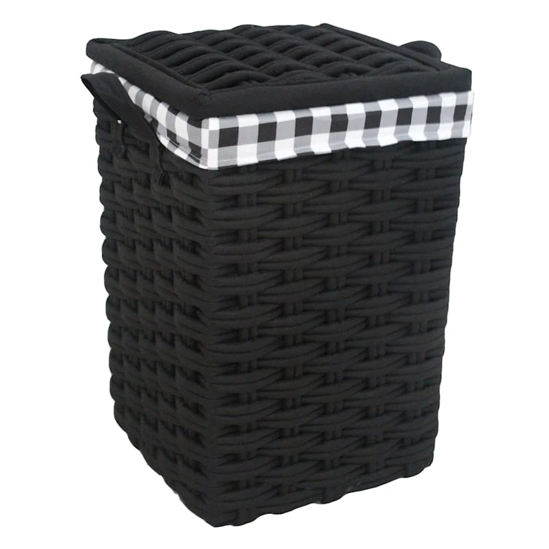 Floor Standing Hamper With Printed Buffalo Check Designed Liner, Medium 3 Floor Standing Hamper With Printed Buffalo Check Designed Liner, Medium