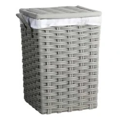 Floor Standing Hamper With Printed Marble Designed Liner, Medium