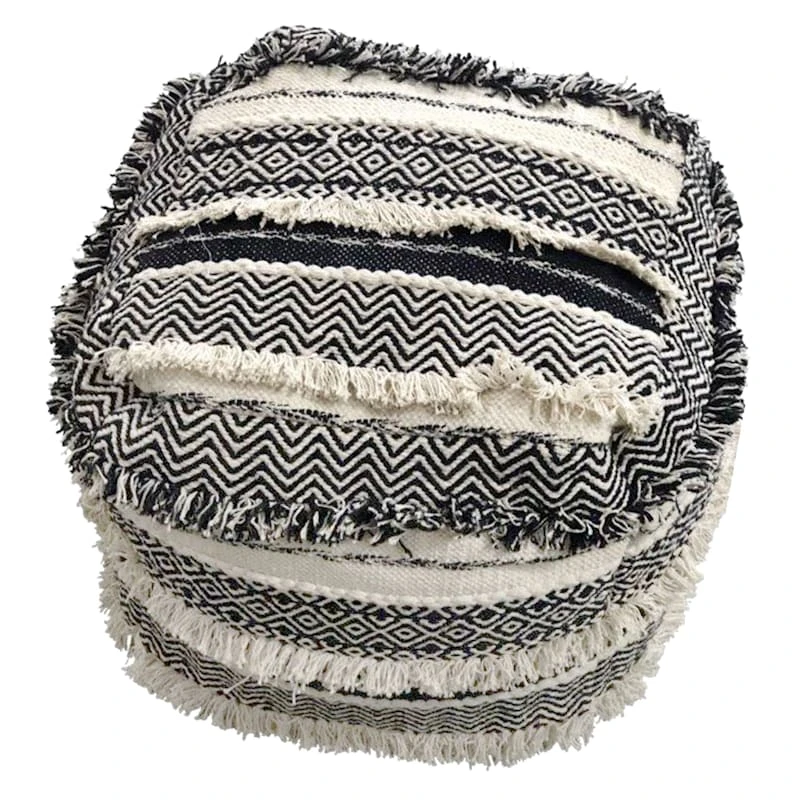 Found & Fable Alex Handwoven Fringe Square Pouf 3 Found & Fable Alex Handwoven Fringe Square Pouf