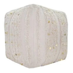 Found & Fable Amala Sequin Tufted Pouf