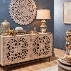 Found & Fable Carved 4-Door Sideboard -Furniture Series Store found fable carved 4 door sideboard 2