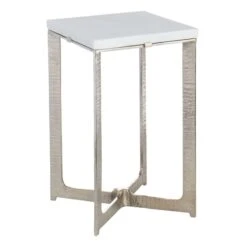 Found & Fable Judd Silver Accent Table With Marble Top