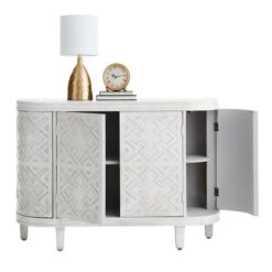 Found & Fable Lena Curved 4-Door Media Cabinet -Furniture Series Store found fable lena curved 4 door media cabinet 5