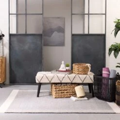 Found & Fable Zuri Cream & Black Tufted Bench -Furniture Series Store found fable zuri cream black tufted bench 8