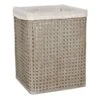 Grey Bamboo Wood Laundry Hamper With Liner, Medium -Furniture Series Store grey bamboo wood laundry hamper with liner medium