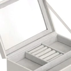 Grey Drawer Leather Jewelry Box 7 Grey Drawer Leather Jewelry Box -Furniture Series Store grey drawer leather jewelry box 2