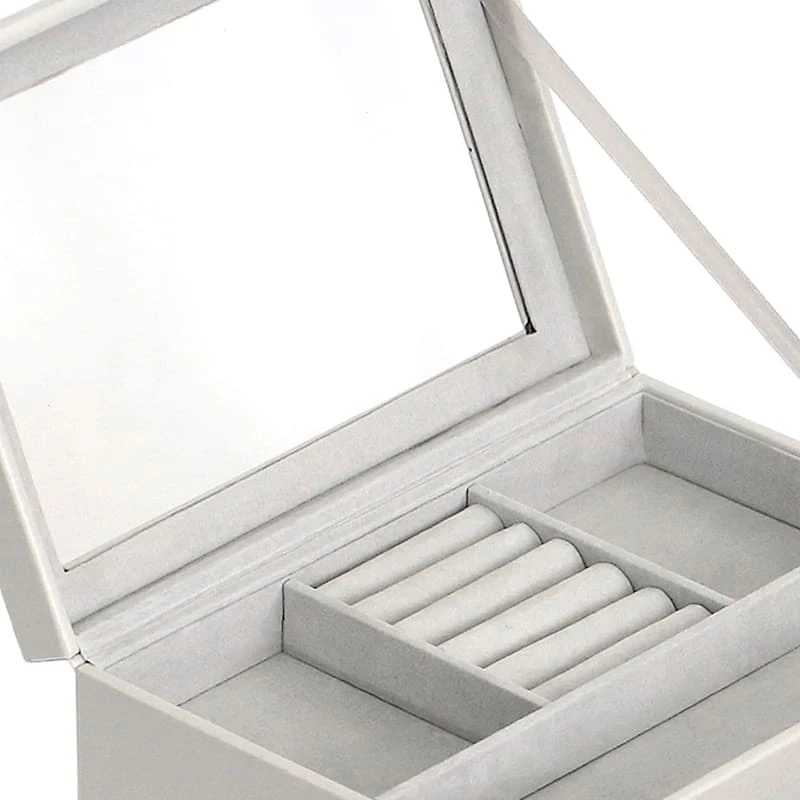 Grey Drawer Leather Jewelry Box 5 Grey Drawer Leather Jewelry Box - Image 3