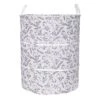 Grey Floral Canvas Laundry Hamper, Medium -Furniture Series Store grey floral canvas laundry hamper medium