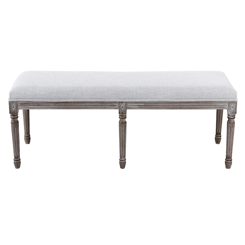 Heritage Light Grey Linen Bench 4 Heritage Light Grey Linen Bench - Image 2