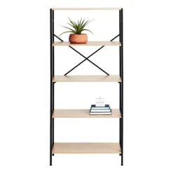 Honeybloom 4-Tier Burnaby Wood & Metal Shelf -Furniture Series Store honeybloom 4 tier burnaby wood metal shelf 2