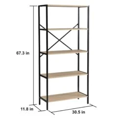 Honeybloom 4-Tier Burnaby Wood & Metal Shelf -Furniture Series Store honeybloom 4 tier burnaby wood metal shelf 3