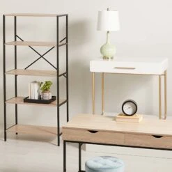 Honeybloom 4-Tier Burnaby Wood & Metal Shelf -Furniture Series Store honeybloom 4 tier burnaby wood metal shelf 5