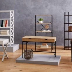 Honeybloom 4-Tier Burnaby Wood & Metal Shelf -Furniture Series Store honeybloom 4 tier burnaby wood metal shelf 7
