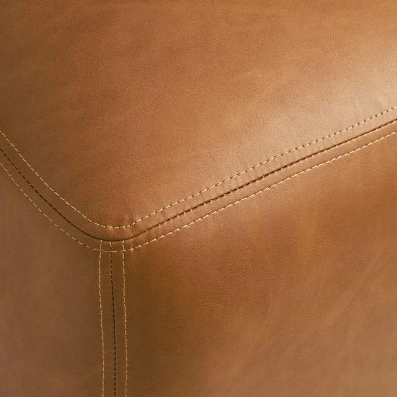 Honeybloom Beau Faux Leather Ottoman, Cognac 4 Honeybloom Beau Faux Leather Ottoman, Cognac - Image 2
