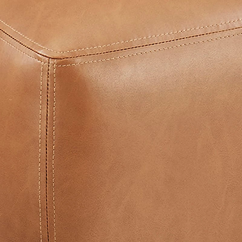Honeybloom Beau Faux Leather Ottoman, Cognac 5 Honeybloom Beau Faux Leather Ottoman, Cognac - Image 3
