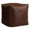 Honeybloom Faux Leather Brown Pouf With Baseball Stitch -Furniture Series Store honeybloom faux leather brown pouf with baseball stitch