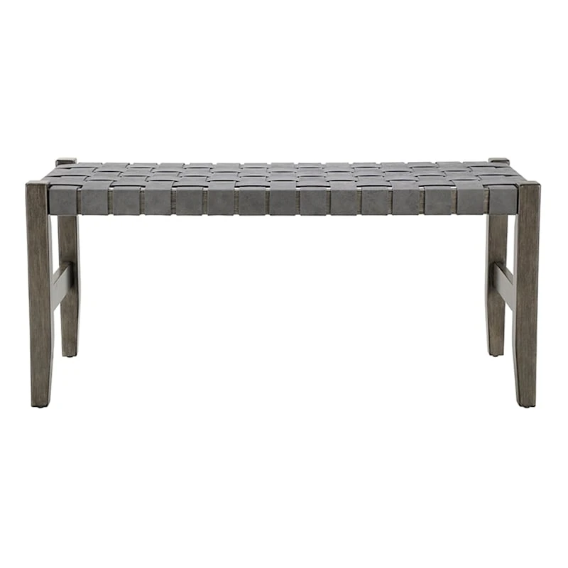 Honeybloom Faux Leather Dark Grey Strap Bench 4 Honeybloom Faux Leather Dark Grey Strap Bench - Image 2