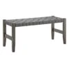Honeybloom Faux Leather Dark Grey Strap Bench -Furniture Series Store honeybloom faux leather dark grey strap bench