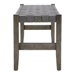 Honeybloom Faux Leather Dark Grey Strap Bench 7 Honeybloom Faux Leather Dark Grey Strap Bench -Furniture Series Store honeybloom faux leather dark grey strap bench 2