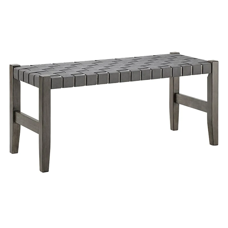 Honeybloom Faux Leather Dark Grey Strap Bench 3 Honeybloom Faux Leather Dark Grey Strap Bench