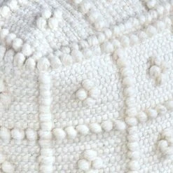 Honeybloom Knots Cream Pouf -Furniture Series Store honeybloom knots cream pouf 2