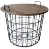 Honeybloom Round Wire Basket Table With Removable Wood Top 2 Honeybloom Round Wire Basket Table With Removable Wood Top -Furniture Series Store honeybloom round wire basket table with removable wood top