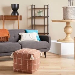 Honeybloom Shiva Brown Woven Pouf -Furniture Series Store honeybloom shiva brown woven pouf 2