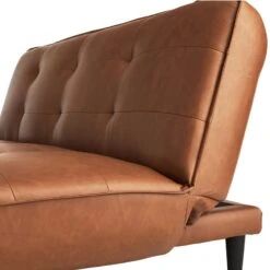Honeybloom Wyatt Push Back Sofa, Cognac Faux Leather -Furniture Series Store honeybloom wyatt push back sofa cognac faux leather 3