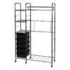 Jami Black Closet Rack With Brown Wooden Shelves 1 Jami Black Closet Rack With Brown Wooden Shelves -Furniture Series Store jami black closet rack with brown wooden shelves