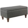 Jasmine Charcoal Grey Upholstered Storage Bench With Nail Heads -Furniture Series Store jasmine charcoal grey upholstered storage bench with nail heads