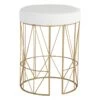 Keira Glazed Gold Wire Vanity Stool & Padded White Faux Leather Seat 1 Keira Glazed Gold Wire Vanity Stool & Padded White Faux Leather Seat -Furniture Series Store keira glazed gold wire vanity stool padded white faux leather seat