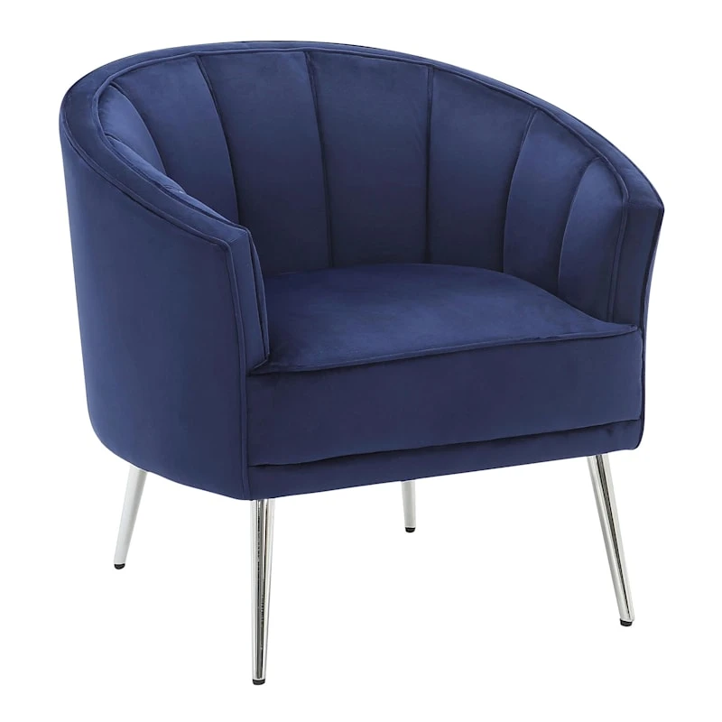 Laila Ali Avani Blue Velvet Accent Chair 3 Laila Ali Avani Blue Velvet Accent Chair