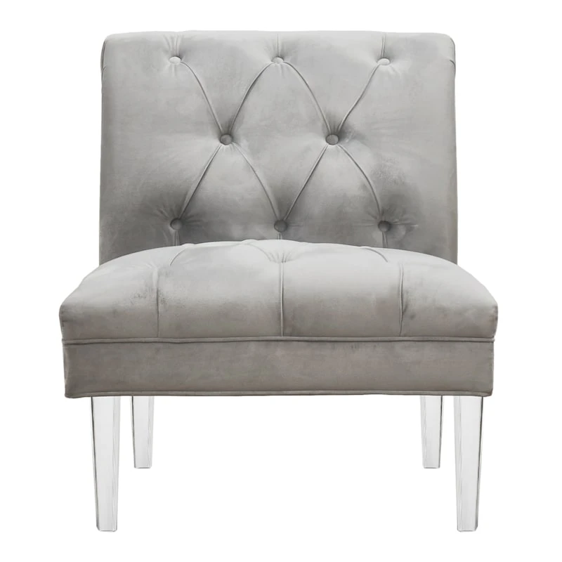 Laila Ali Grey Tufted Accent Chair With Clear Acrylic Legs 4 Laila Ali Grey Tufted Accent Chair With Clear Acrylic Legs - Image 2