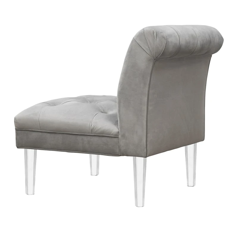 Laila Ali Grey Tufted Accent Chair With Clear Acrylic Legs 5 Laila Ali Grey Tufted Accent Chair With Clear Acrylic Legs - Image 3