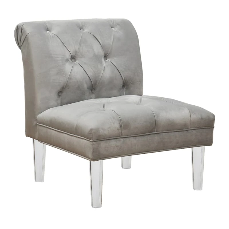 Laila Ali Grey Tufted Accent Chair With Clear Acrylic Legs 3 Laila Ali Grey Tufted Accent Chair With Clear Acrylic Legs