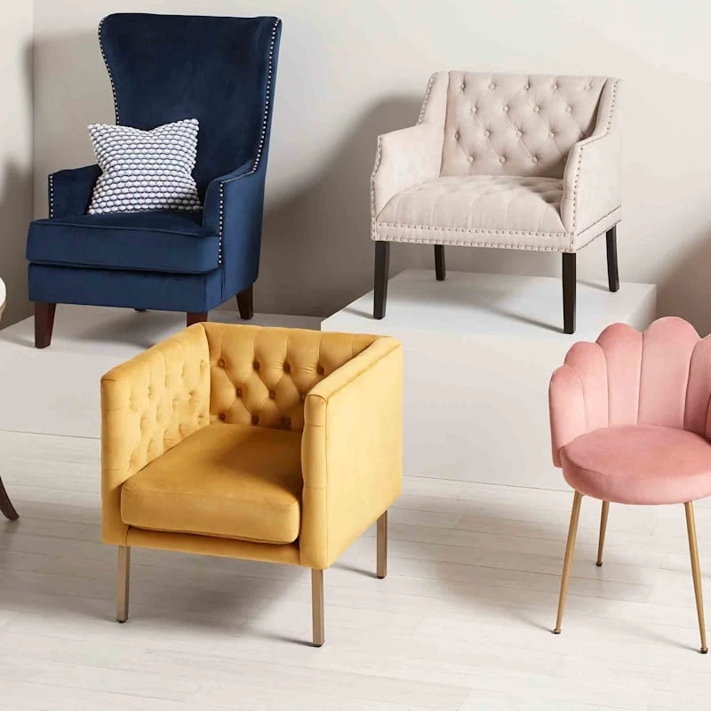 Lena Ivory Velvet Tufted Armchair With Nailhead Trim 5 Lena Ivory Velvet Tufted Armchair With Nailhead Trim - Image 3