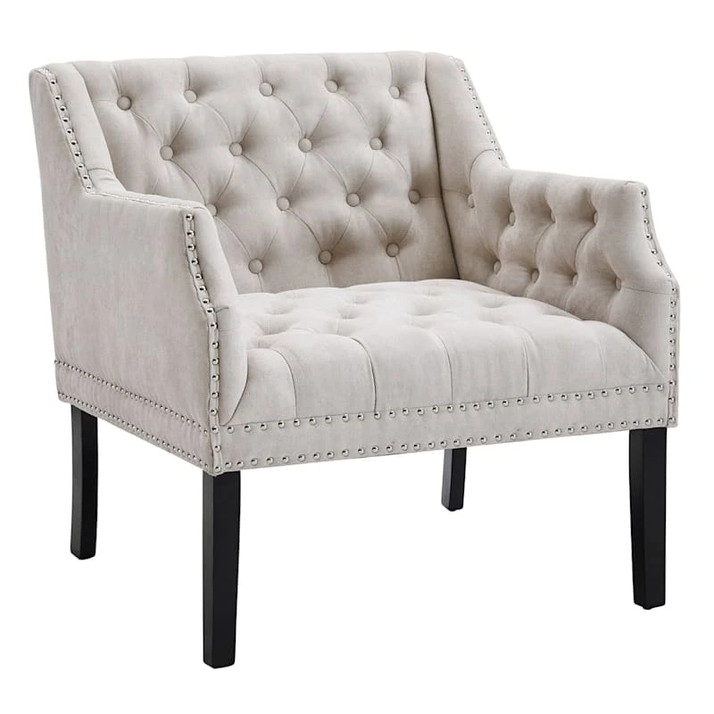 Lena Ivory Velvet Tufted Armchair With Nailhead Trim 3 Lena Ivory Velvet Tufted Armchair With Nailhead Trim